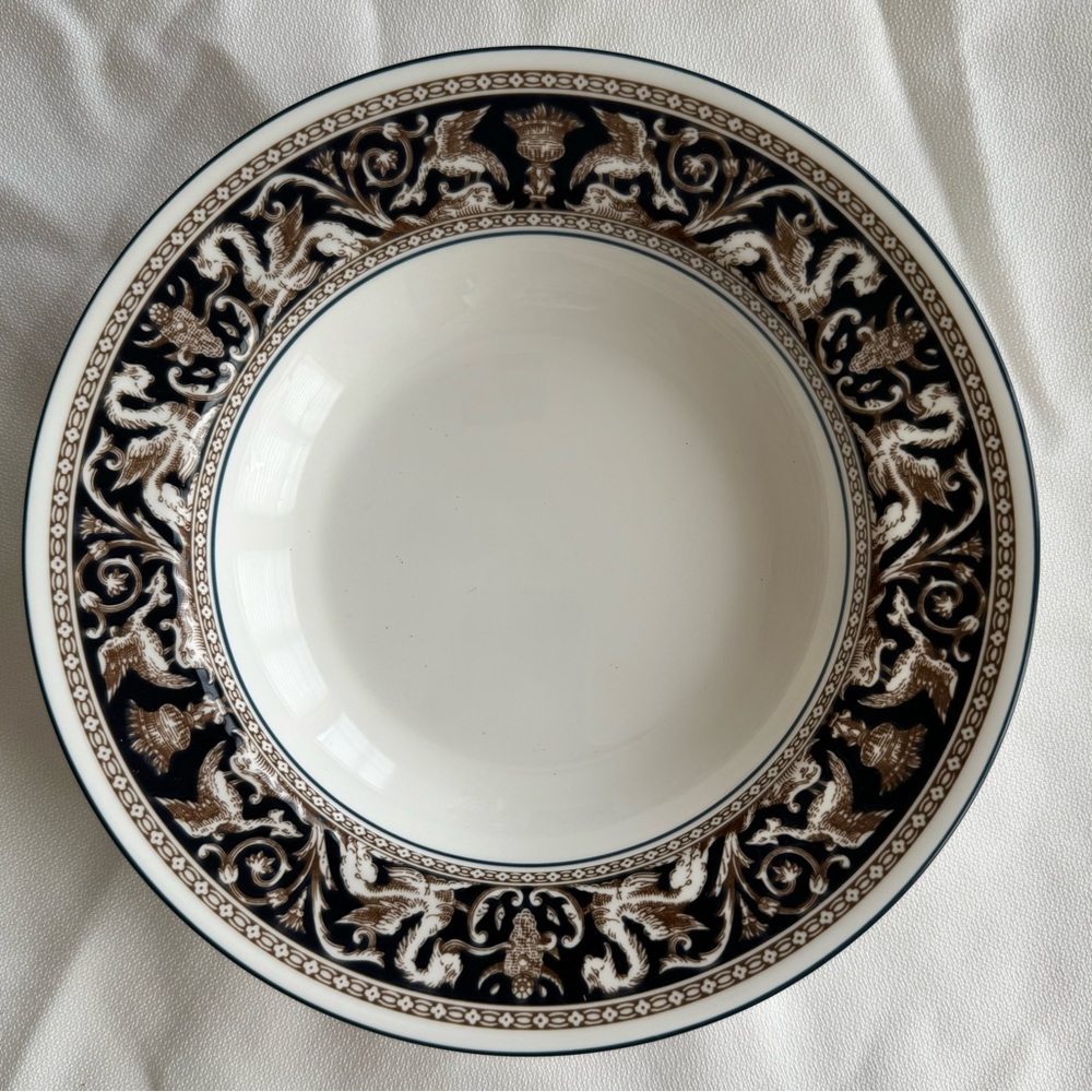 Wedgwood Florentine Dark Blue Rim Soup Bowl 8”